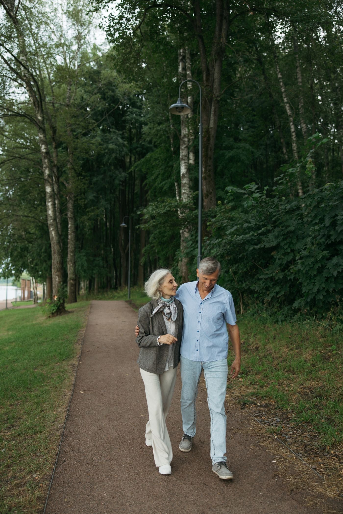 Couple strolling in a park
